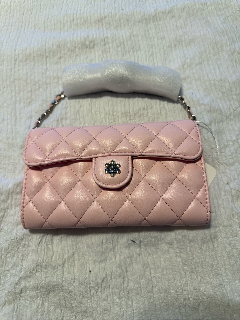 Source Unknown Quilted Light Pink Chain-Handle Shoulder Bag